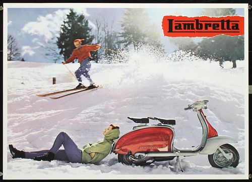 Vintage Lambretta Ski Slope Motor Scooter Advertisement Poster A3/A4