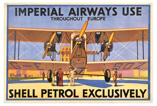 Vintage Imperial Airlines Shell Oil Advertisement Poster A3/A4