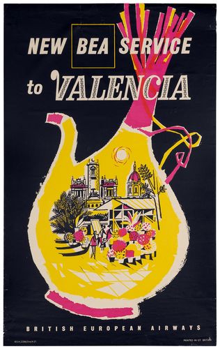 Vintage BEA Flights To Valencia Poster A3/A4