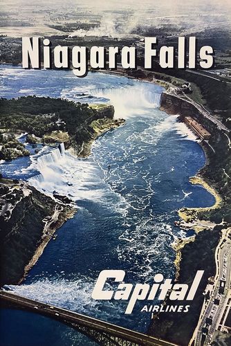 Vintage Capitol Airlines Flights To Niagara Falls Poster A3/A4