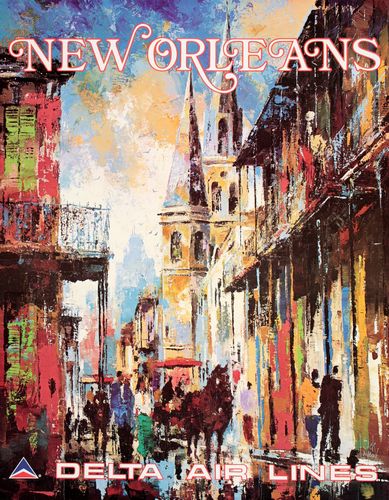 Vintage Delta Airlines Flights To New Orleans Poster A3/A4