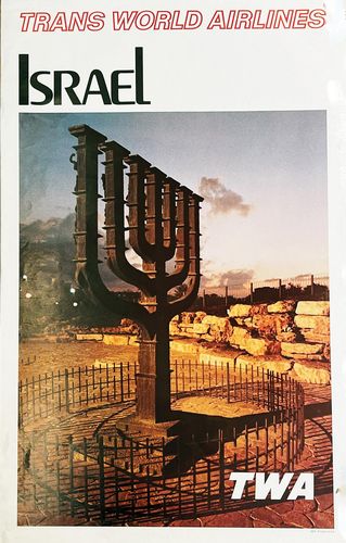 Vintage TWA Flights To Israel Poster A3/A4