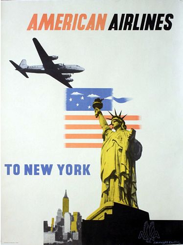 Vintage American Airlines Flights To New York Poster A3/A4