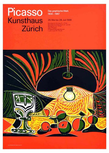 Vintage 1968 Picasso Art Exhibition Zurich Poster A3/A4