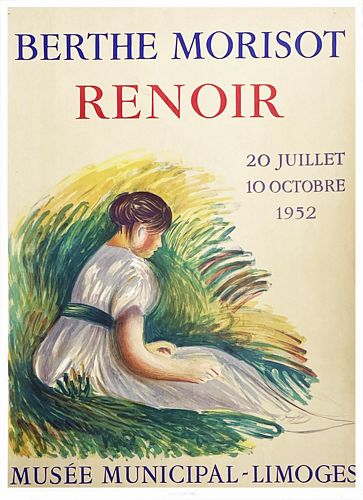 Vintage 1952 Renoir Art Exhibition Limoges Poster A3/A4