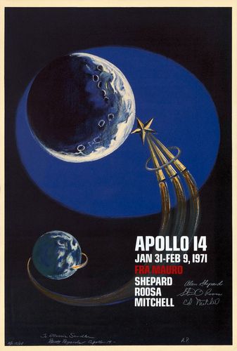 Vintage 1971 NASA Apollo 14 Moon Mission Poster A3/A4