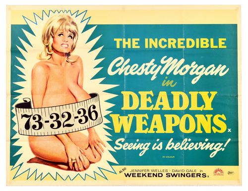 Vintage Chesty Morgan Deadly Weapons Movie Poster A3/A4