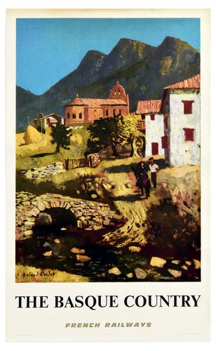 Vintage Basque Country France Tourism Poster A3/A4