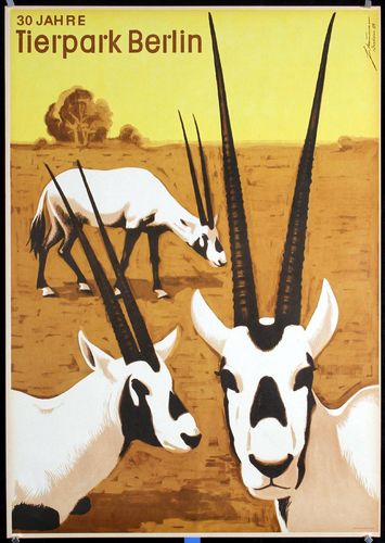 Vintage Berlin Zoo Antelope Tourism Movie Poster A3/A4