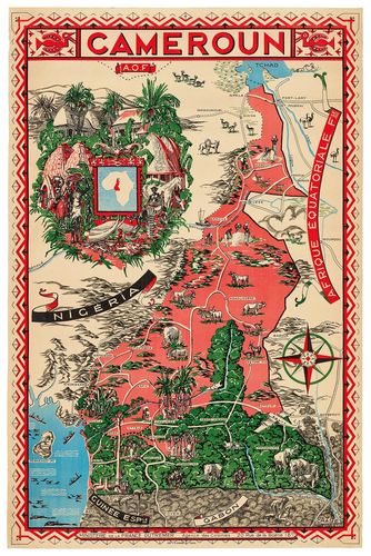 Vintage Map of French Cameroon Poster A3/A4