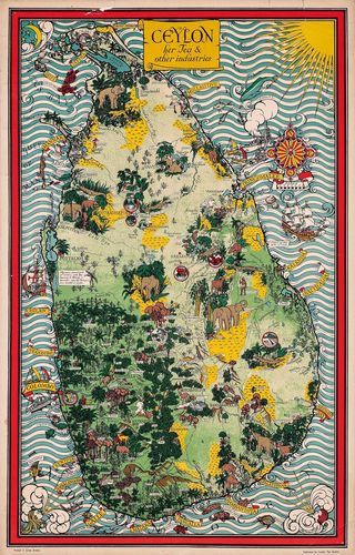 Vintage Tourist Map Of Ceylon Sri Lanka Poster A3/A4