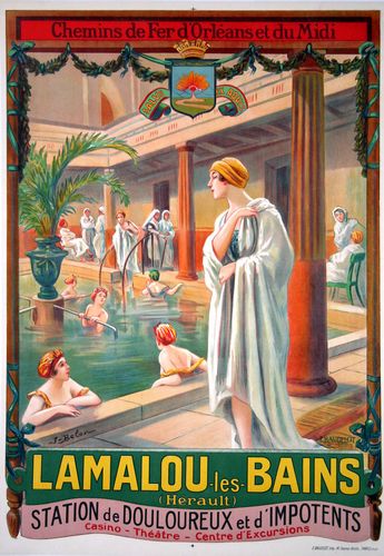 Vintage French  Lamalou Les Bains Tourism Poster A3/A4