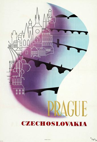 Vintage Prague Tourism Poster A3/A4