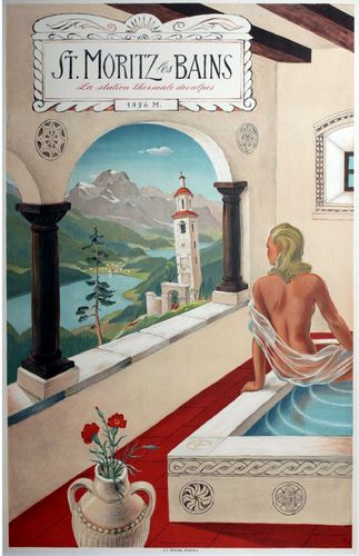 Vintage St Moritz Switzerland Tourism Poster A3/A4