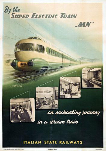 Vintage Italian Railways Tourism Poster A3/A4