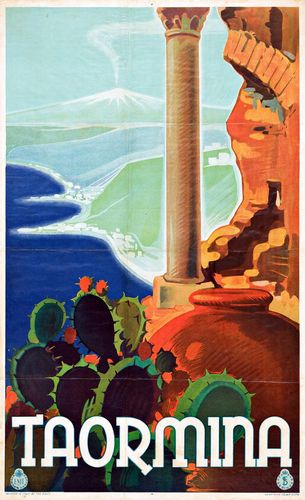 Vintage Taormina Sicily Tourism Poster A3/A4