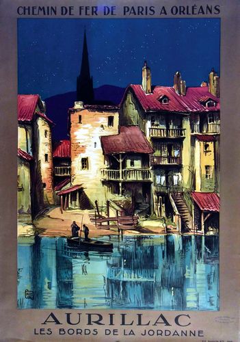 Vintage Aurillac France Tourism Poster A3/A4