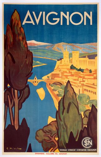 Vintage Avignon France Tourism Poster A3/A4