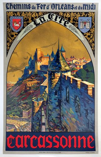 Vintage French Carcassone Tourism Poster A3/A4