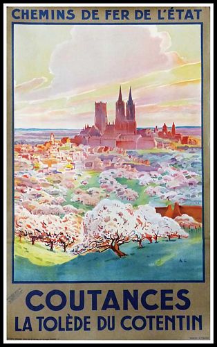 Vintage Coutances France Tourism Poster A3/A4