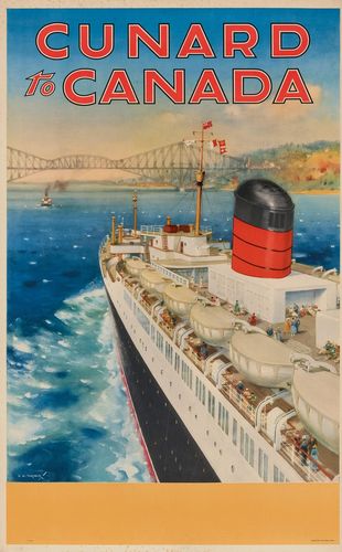 Vintage Cunard Sailings To Canada Tourism Poster A3/A4