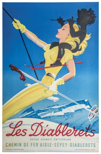 Vintage Diableretes Switzerland Tourism Poster A3/A4