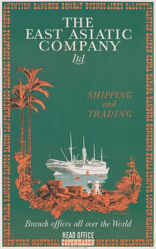 Vintage East Asiatic Shipping Company Tourism Poster A3/A4