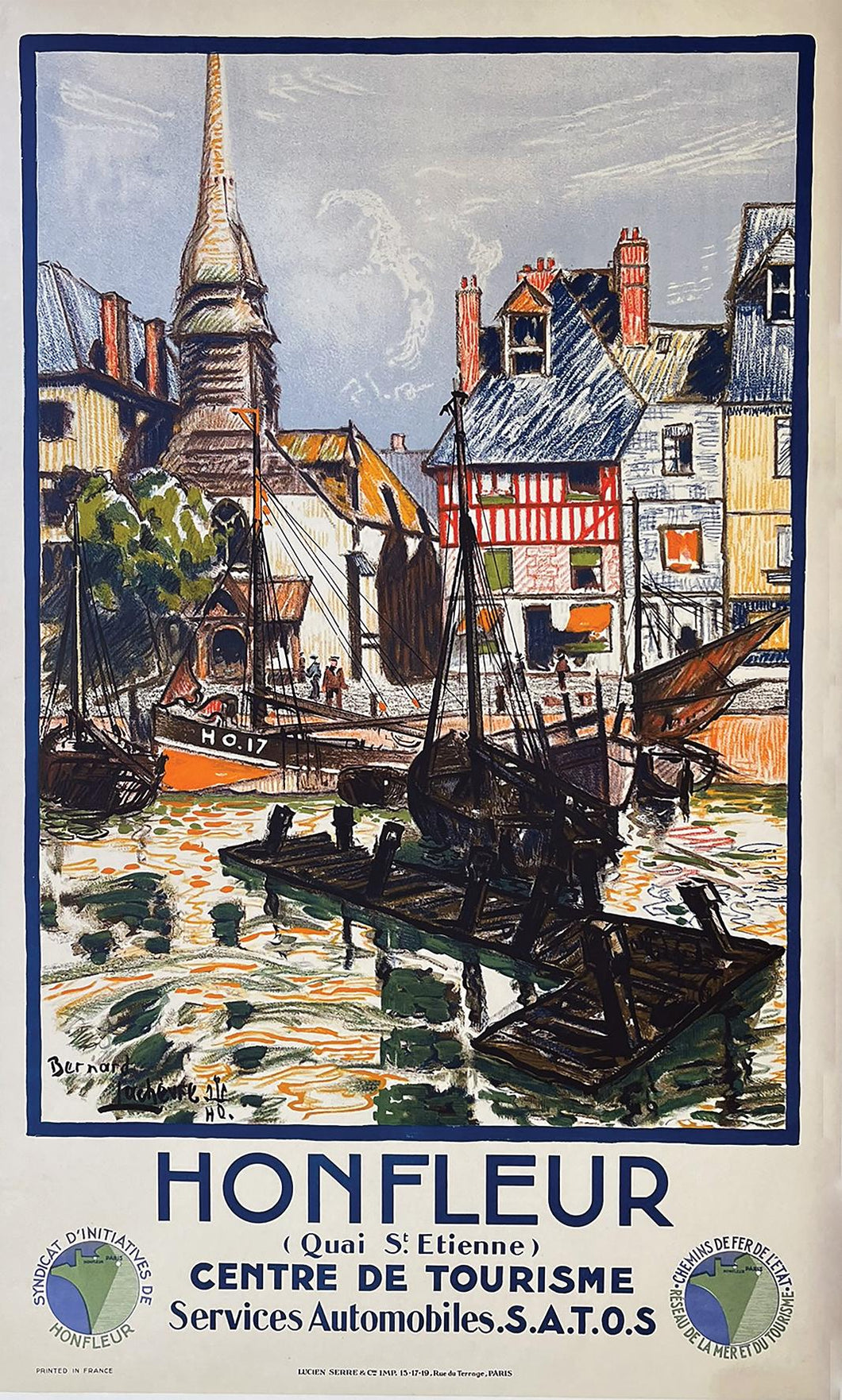 Vintage Honfleur France Tourism Poster A3/A4