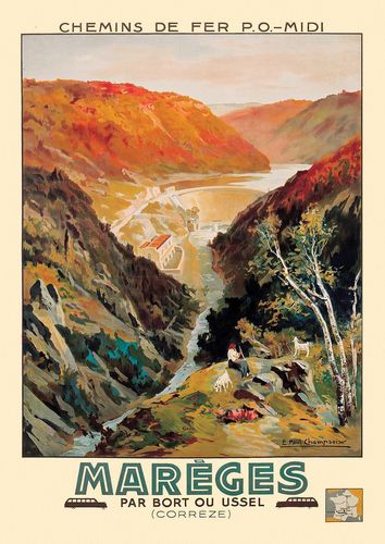 Vintage Mareges France Tourism Poster A3/A4