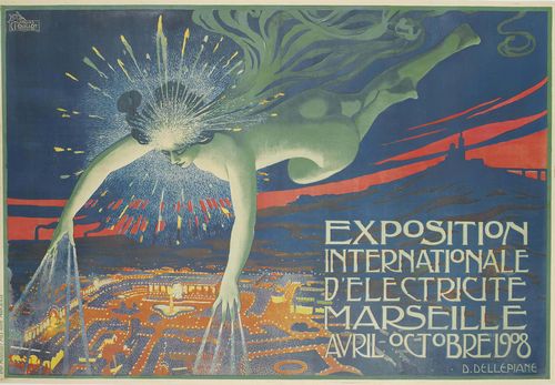 Vintage 1908 Marseille Exposition Tourism Poster A3/A4