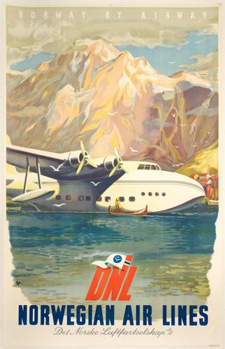 Vintage Norwegian Airlines Poster A3/A4