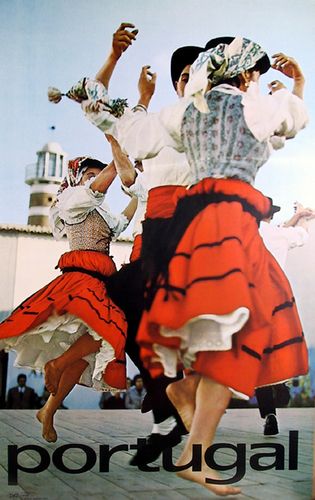 Vintage Portugal Traditional Dancing Tourism Poster A3/A4