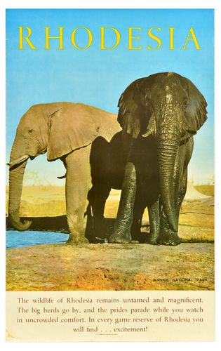 Vintage Southern Africa Elephant Tourism Poster A3/A4