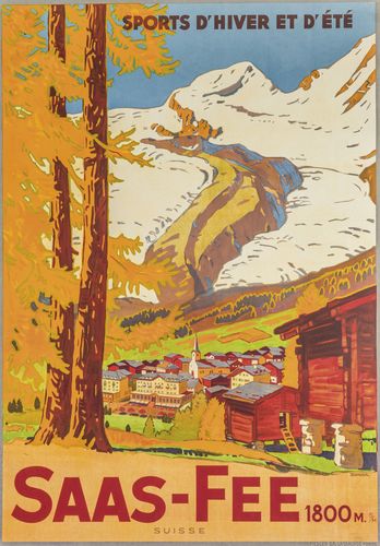 Vintage Saas Fee Switzerland Tourism Poster A3/A4