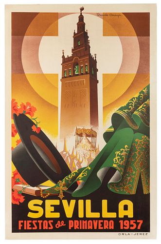 Vintage 1957 Seville Feria Fiesta Tourism Poster A3/A4