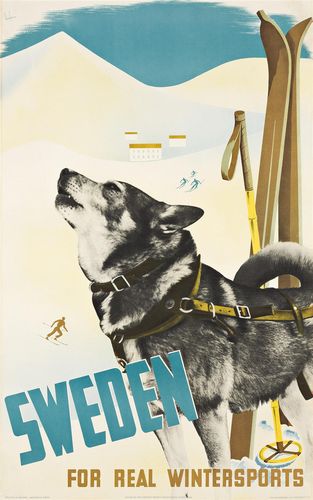 Vintage Sweden Winter Tourism Poster A3/A4