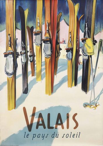 Vintage Valais Switzerland Winter Tourism Poster A3/A4