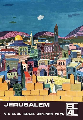 Vintage Jerusalem Israel Tourism Poster A3/A4