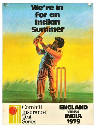 Vintage 1979 England India Cricket Test Series Poster A3/A4