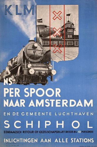 Vintage KLM Train from Schipol Airport to Amsterdam Poster A3/A4