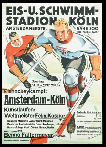 Vintage Amsterdam Cologne Ice Hockey Poster A3/A4