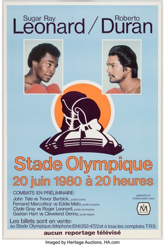 Vintage Sugar Ray Leonard Roberto Duran Boxing Poster A3/A4