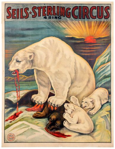 Vintage Circus Polar Bear Poster A3/A4
