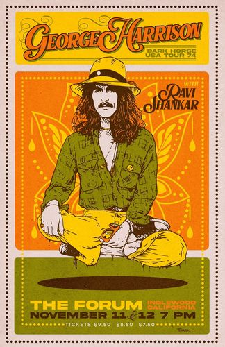 Vintage 1974 George Harrison Dark Horse Tour USA Poster A3/A4