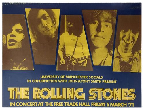 Vintage 1971 Rolling Stones Manchester Concert Poster A3/A4