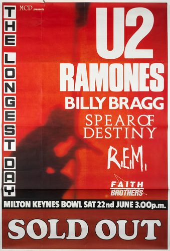 Vintage 1985 U2 The Longest Day Concert Poster A3/A4