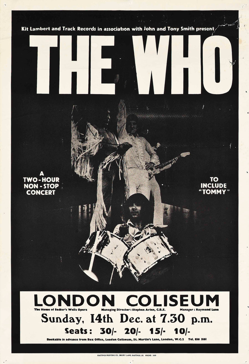 Vintage 1969 The Who London Coliseum Tommy Concert Poster A3/A4