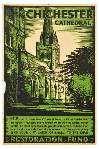 Vintage Chichester Cathedral Restoration Poster A3/A4