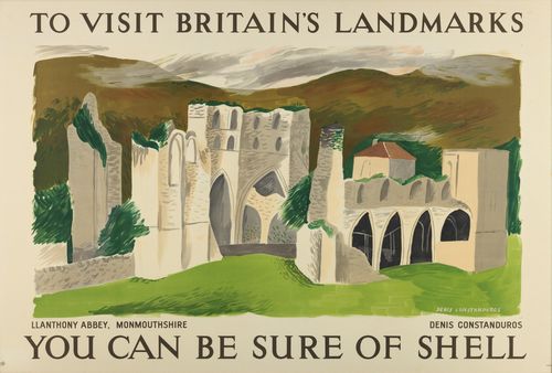 Vintage Shell Britain Llanthony Abbey Poster A3/A4