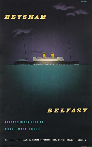 Vintage Heysham To Belfast Ferry Poster A3/A4